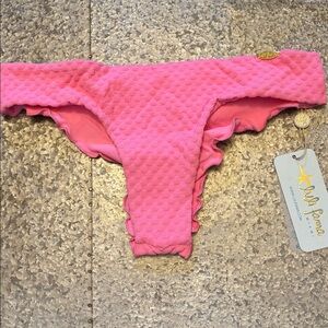 NWT Luli Fama Hot Pink Waffle Bikini Bottom Sz Small MSRP $90